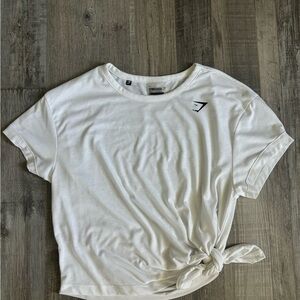 Gymshark White Tie Front Short Sleeve Tee